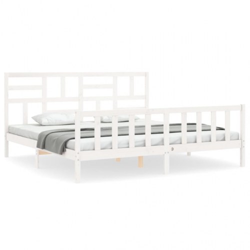 Sengeramme uden madras 200x200 cm massivt fyrretræ hvid