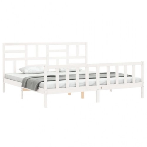 Sengeramme uden madras 200x200 cm massivt fyrretræ hvid