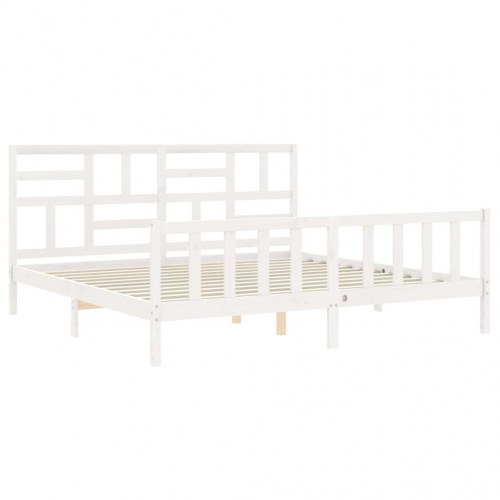 Sengeramme uden madras 200x200 cm massivt fyrretræ hvid