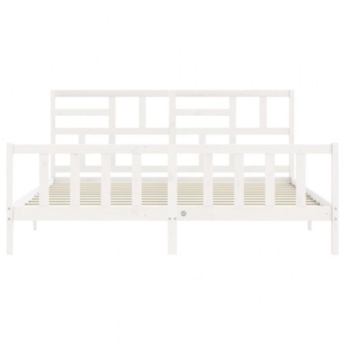 Sengeramme uden madras 200x200 cm massivt fyrretræ hvid
