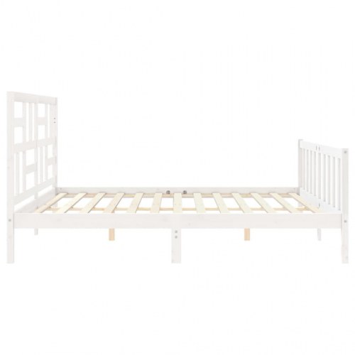 Sengeramme uden madras 200x200 cm massivt fyrretræ hvid