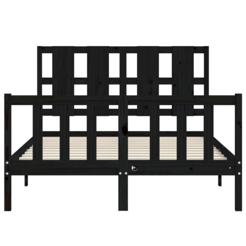 Sengeramme med sengegavl 140x190 cm massivt træ sort