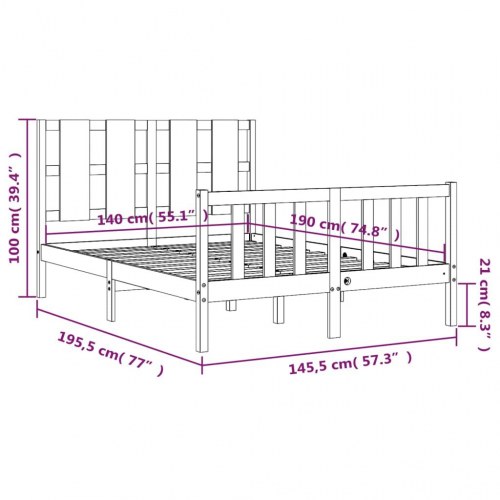 Sengeramme med sengegavl 140x190 cm massivt træ sort