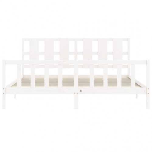 Sengeramme med sengegavl 180x200 cm massivt træ hvid
