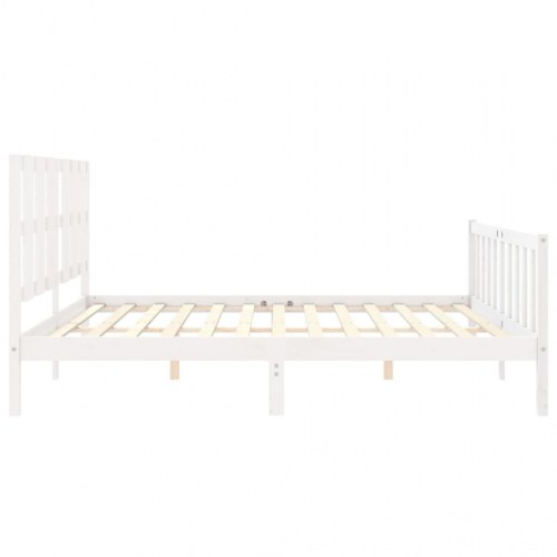 Sengeramme med sengegavl 180x200 cm massivt træ hvid