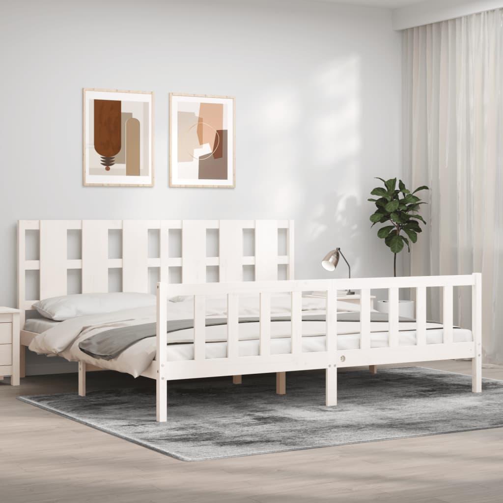 Sengeramme uden madras 200x200 cm massivt fyrretræ hvid