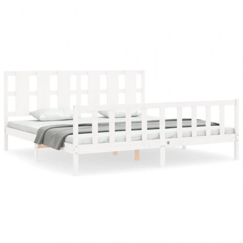 Sengeramme uden madras 200x200 cm massivt fyrretræ hvid