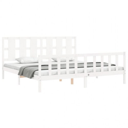 Sengeramme uden madras 200x200 cm massivt fyrretræ hvid