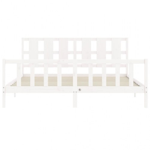 Sengeramme uden madras 200x200 cm massivt fyrretræ hvid