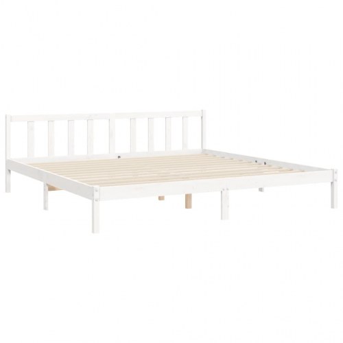 Sengeramme uden madras 200x200 cm massivt fyrretræ hvid