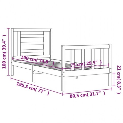 Sengeramme med sengegavl Small Single - sort