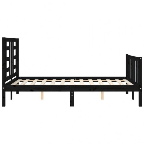 Sengeramme med sengegavl 140x190 cm massivt træ sort