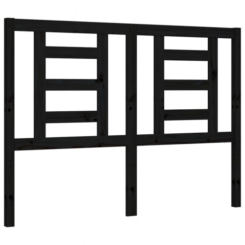 Sengeramme med sengegavl 140x190 cm massivt træ sort