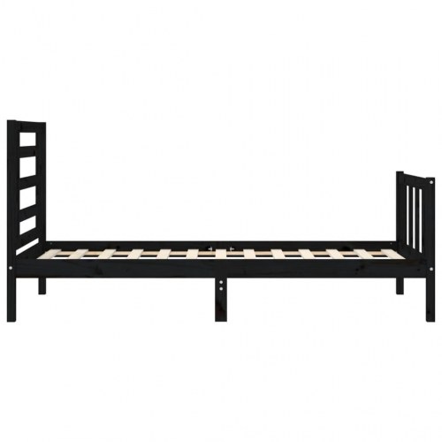 Sengeramme med sengegavl 100x200 cm massivt træ sort