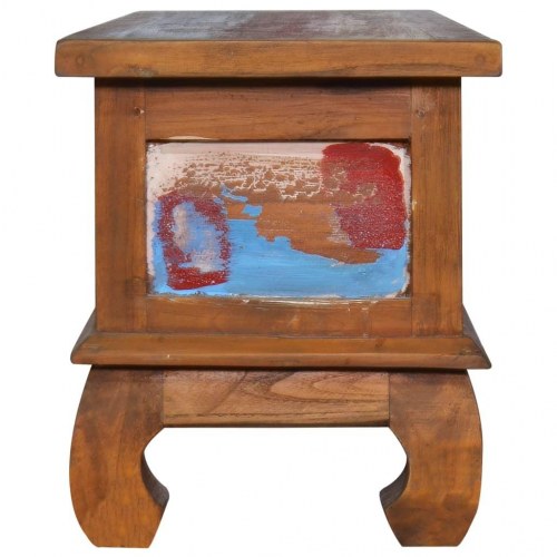 Tv-skab 110×35×40 cm i genanvendt teaktræ - vintage tv-bord med 2 skuffer