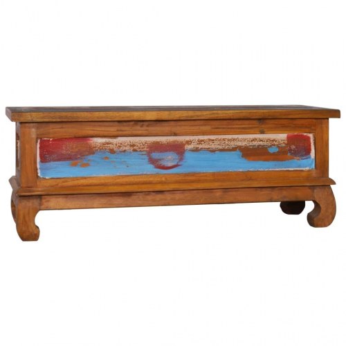Tv-skab 110×35×40 cm i genanvendt teaktræ - vintage tv-bord med 2 skuffer