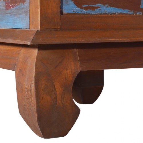 Tv-skab 110×35×40 cm i genanvendt teaktræ - vintage tv-bord med 2 skuffer