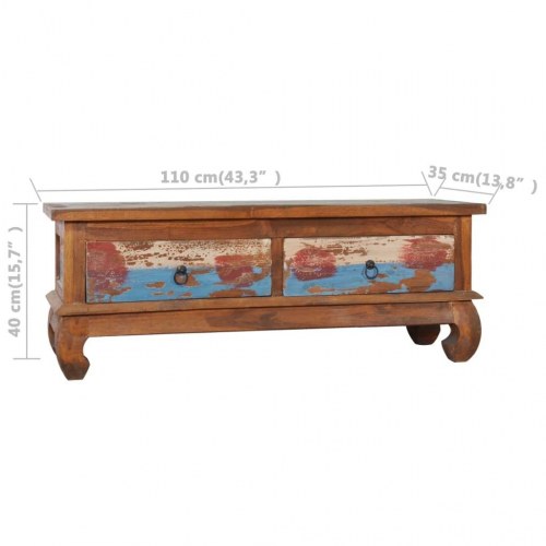 Tv-skab 110×35×40 cm i genanvendt teaktræ - vintage tv-bord med 2 skuffer