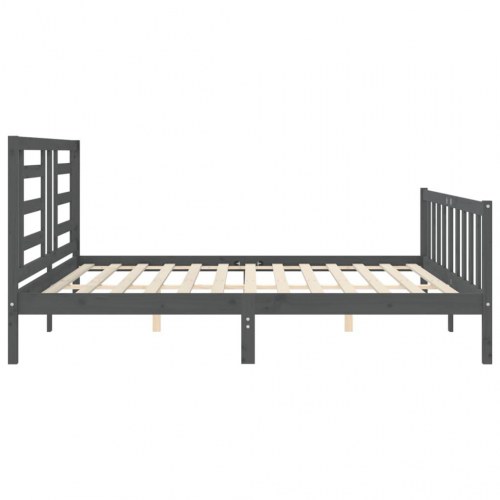 Sengeramme med sengegavl 200x200 cm massivt træ grå