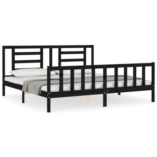 Sengeramme med sengegavl 200 x 200 cm - sort