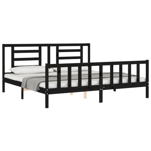 Sengeramme med sengegavl 200 x 200 cm - sort