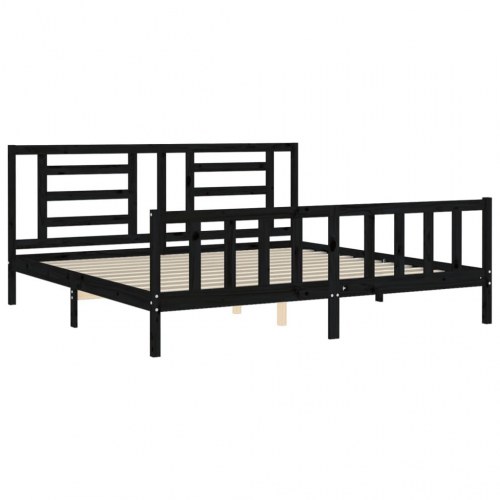 Sengeramme med sengegavl 200 x 200 cm - sort