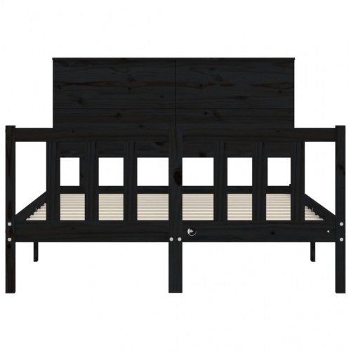 Sengeramme med sengegavl 140x190 cm massivt træ sort