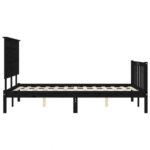 Sengeramme med sengegavl 140x190 cm massivt træ sort