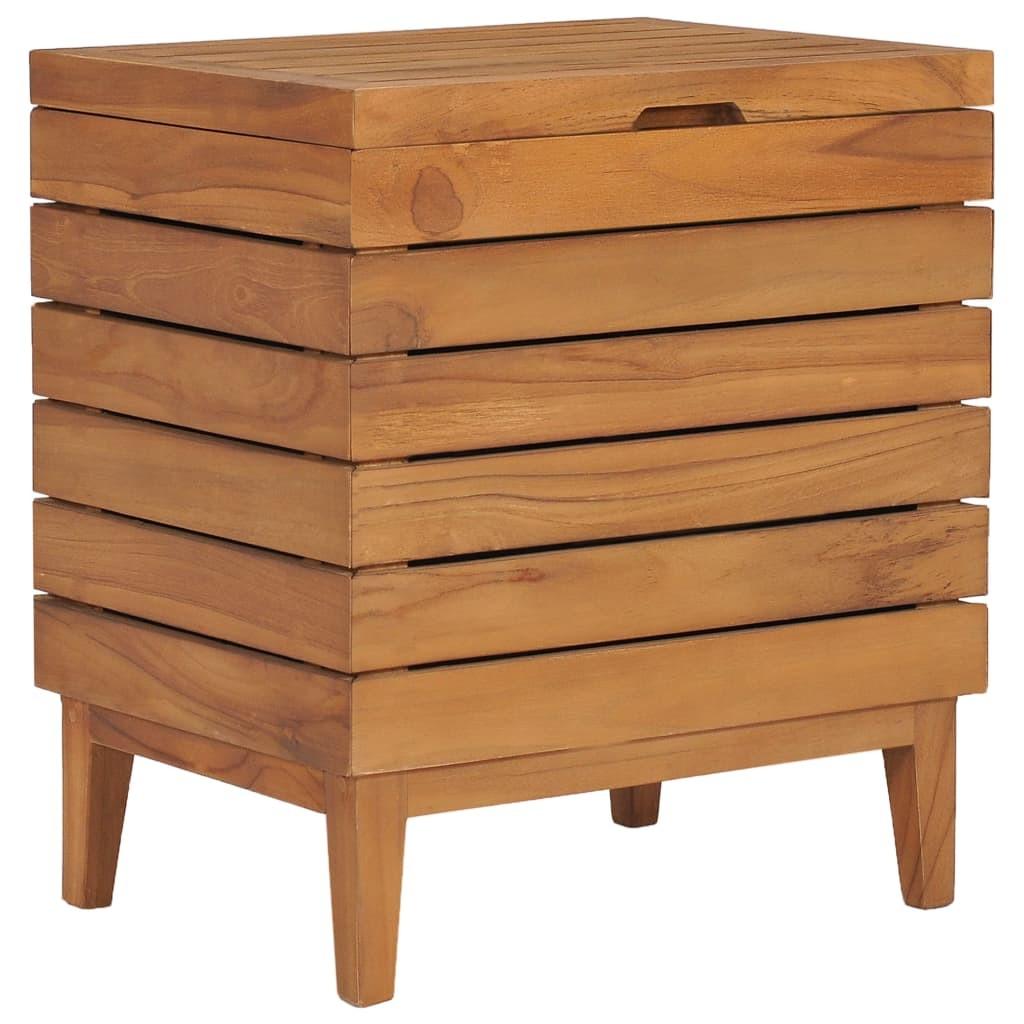 Vasketøjskurv 40x30x45 cm massivt teaktræ