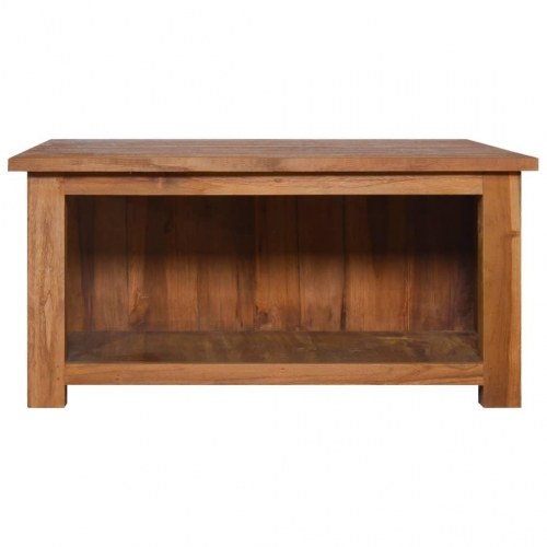 Sofabord i massivt teaktræ 68 × 68 × 33 cm - med skuffer og hylde
