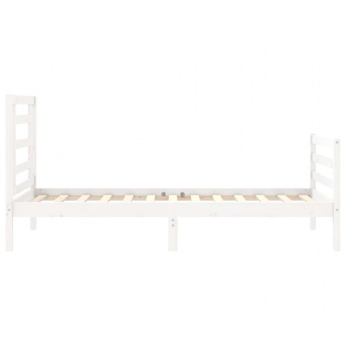Sengeramme med sengegavl 100x200 cm massivt træ hvid