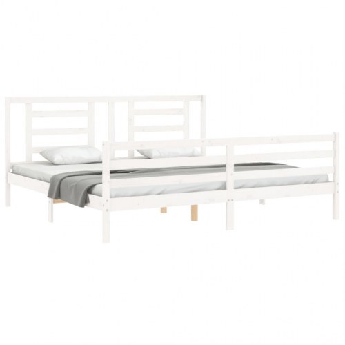 Sengeramme med sengegavl 200 x 200 cm - hvid