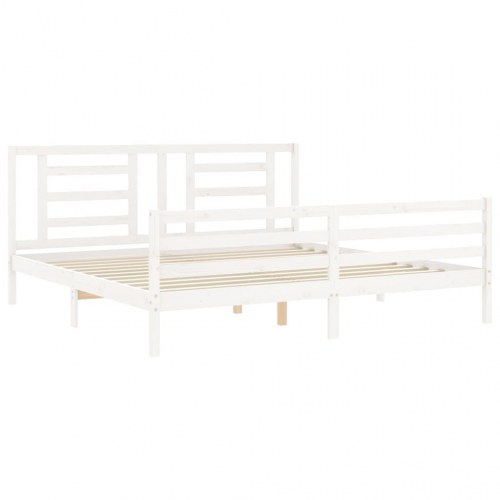 Sengeramme med sengegavl 200 x 200 cm - hvid
