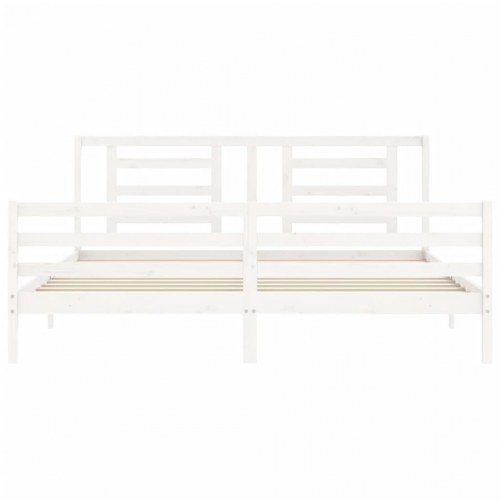 Sengeramme med sengegavl 200 x 200 cm - hvid