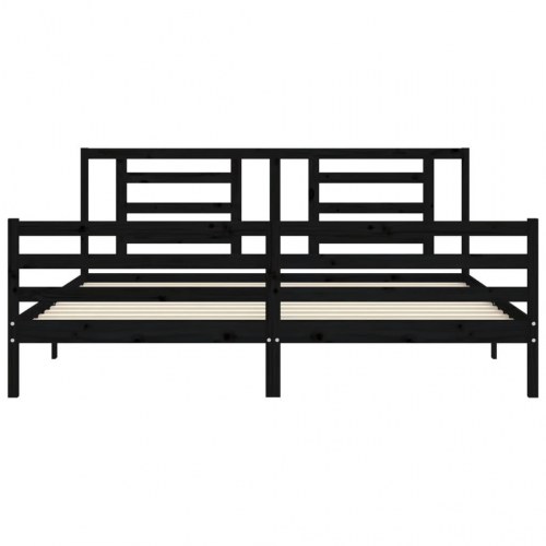 Sengeramme med sengegavl 200x200 cm massivt træ sort