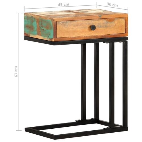 U-formet sidebord 45x30x61 cm massivt genbrugstræ