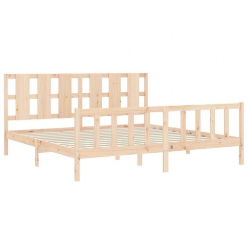 Sengeramme med sengegavl 180x200 cm massivt træ