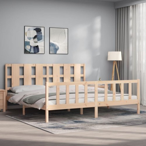 Sengeramme uden madras 200x200 cm massivt fyrretræ
