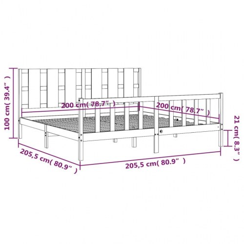 Sengeramme uden madras 200x200 cm massivt fyrretræ