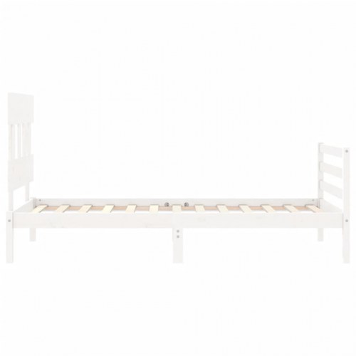 Sengeramme med sengegavl 100x200 cm massivt træ hvid