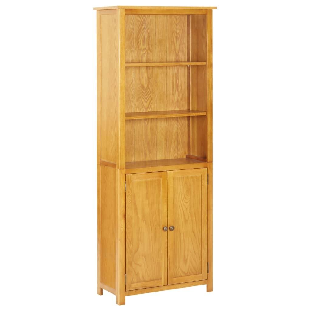 Bogreol med 2 låger 70x30x180 cm massivt egetræ