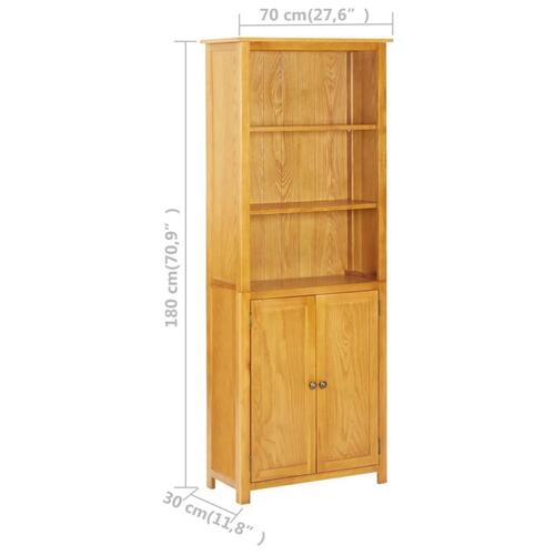 Bogreol med 2 låger 70x30x180 cm massivt egetræ