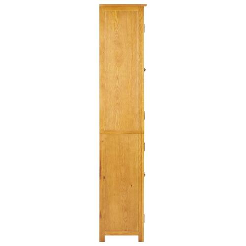 Bogreol med 4 låger 90x35x200 cm massivt egetræ og glas