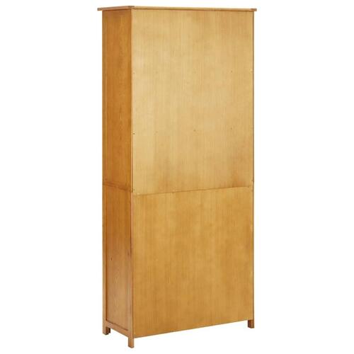 Bogreol med 4 låger 90x35x200 cm massivt egetræ og glas