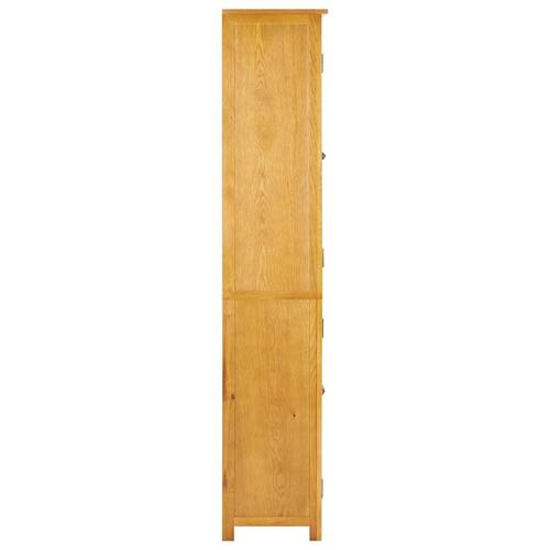 Bogreol med 4 låger 80x35x180 cm massivt egetræ og glas