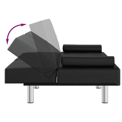 Sovesofa med kopholdere kunstlæder sort