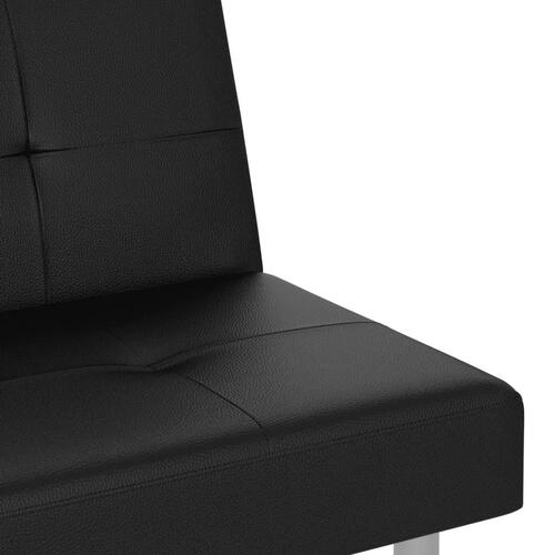 Sovesofa med kopholdere kunstlæder sort