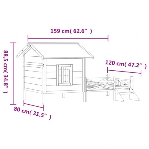 Hundehus 159x120x88,5 cm massivt fyrretræ mokkafarvet