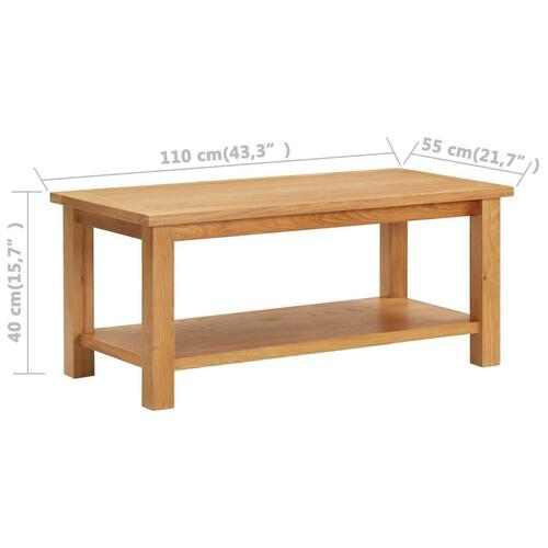 Sofabord 110x55x40 cm massivt egetræ