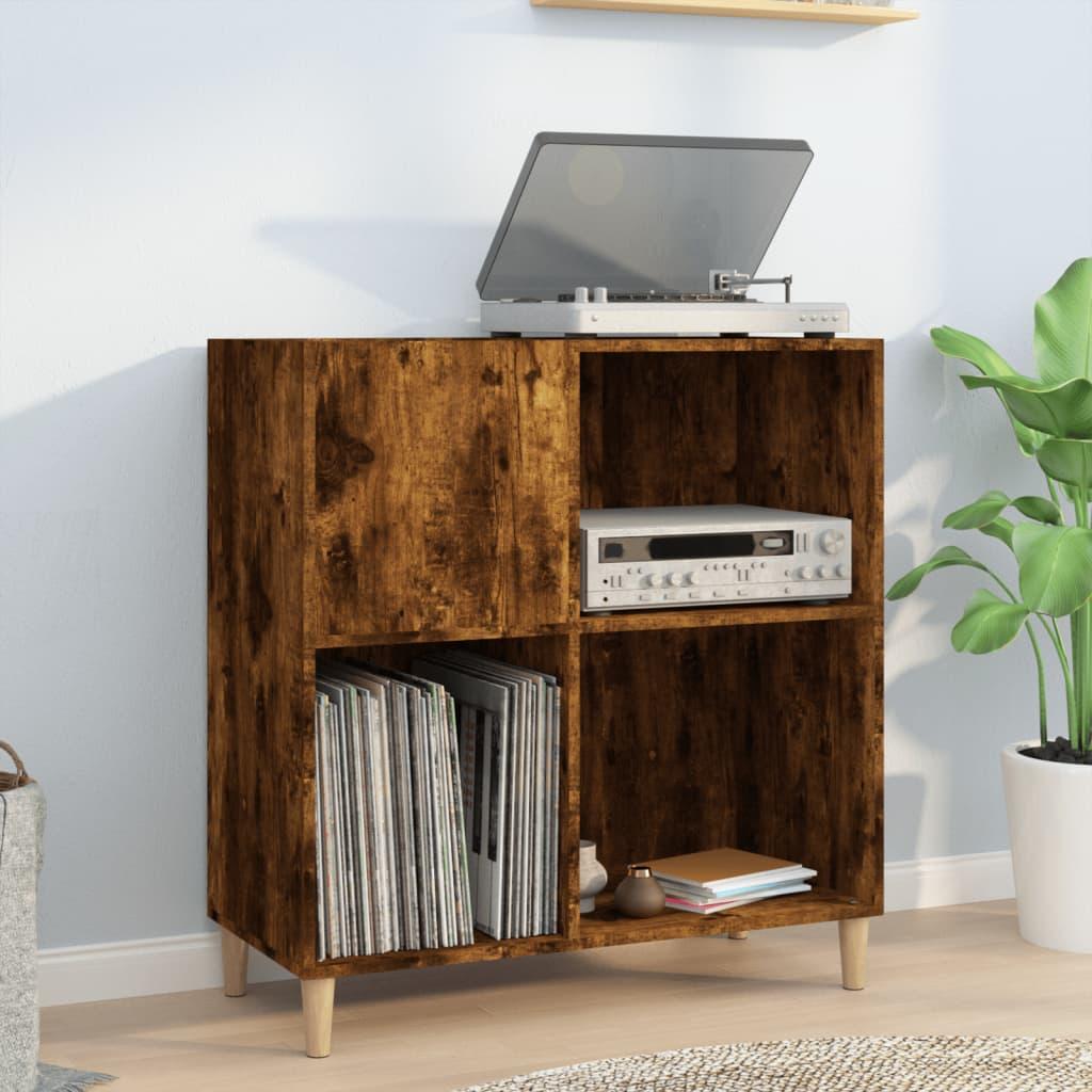 Vinylskab 84,5 × 38 × 89 cm - konstrueret træ, røget egetræsfarve